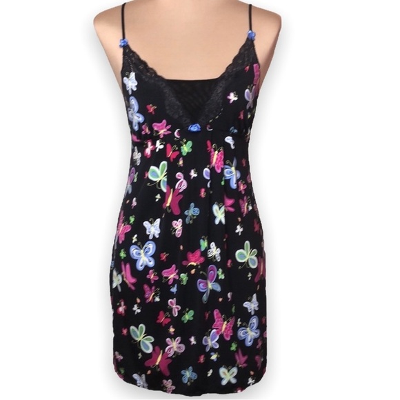 Betsey Johnson Intimates Slip Dress Chemise Butterfly Print Black Y2K Size M - Picture 16 of 16